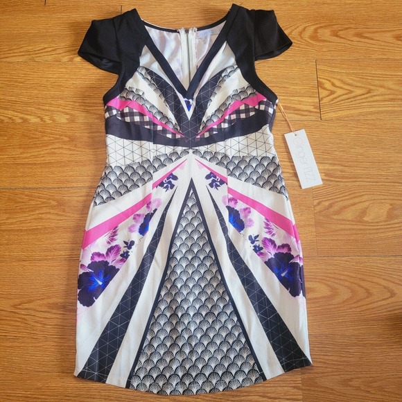 Ginger Fizz Women's Art Deco Cocktail Dress With Strap Detail Size 12 Multicolor - Picture 1 of 16